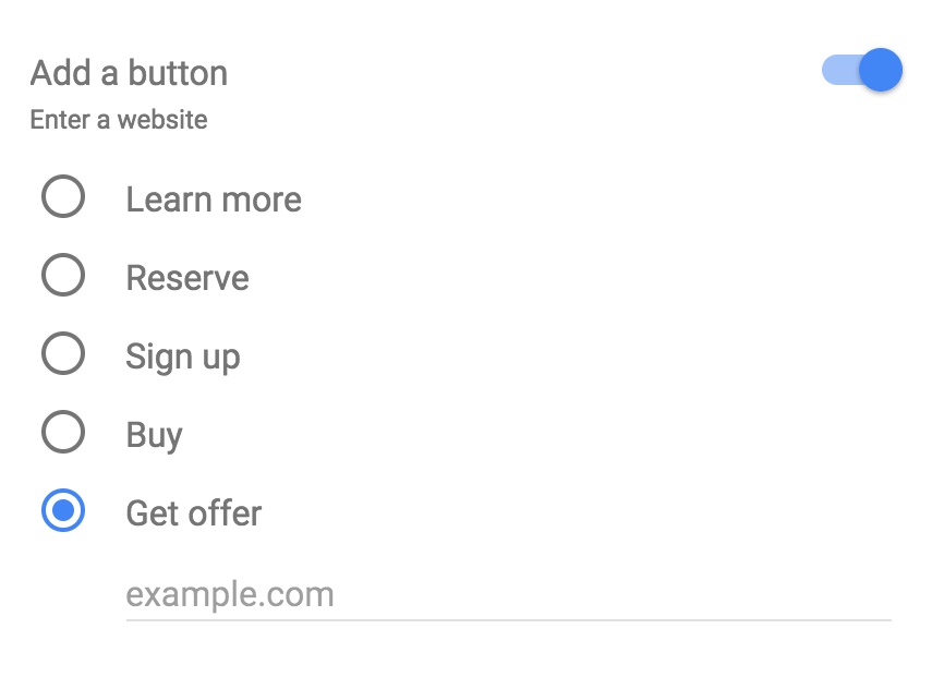 CTA (call-to-action) buttons on Google Posts