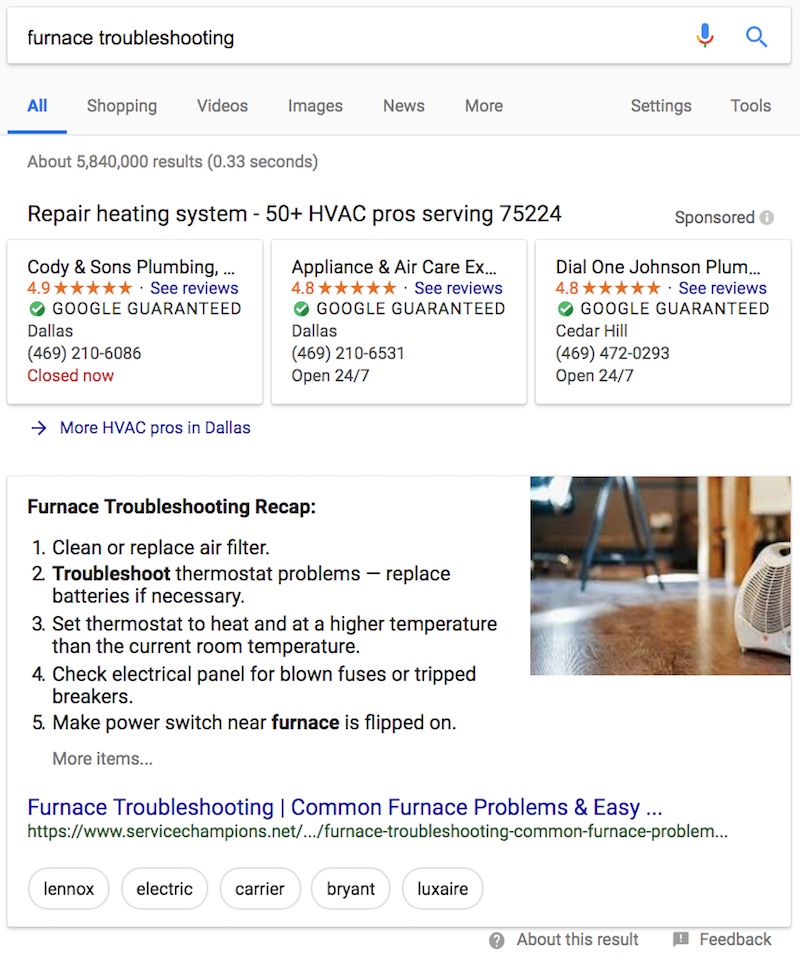 Example of a featured snippet in Google - VitalStorm Marketing